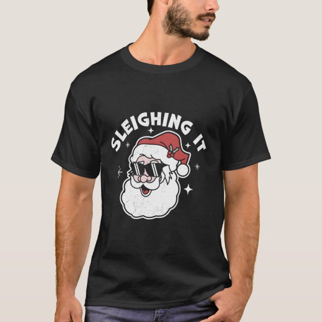 Camiseta Sleighted It Santa Claus Papais noeis Sleigh (Frente)