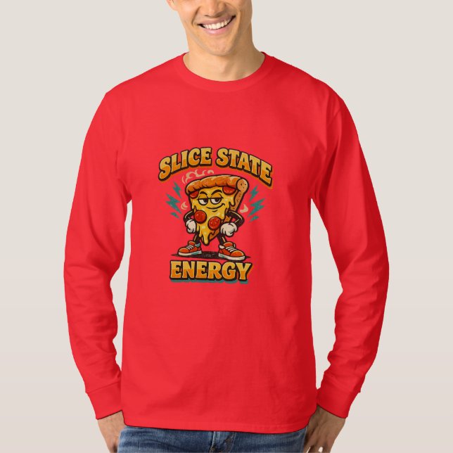 Camiseta Slice State Energy Retro Pizza Lover Funny Graphic (Frente)