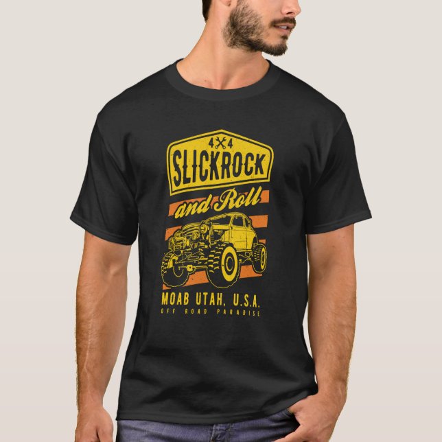 Camiseta Slickrock and Roll Moab Utah Offroad Rock Crawler (Frente)