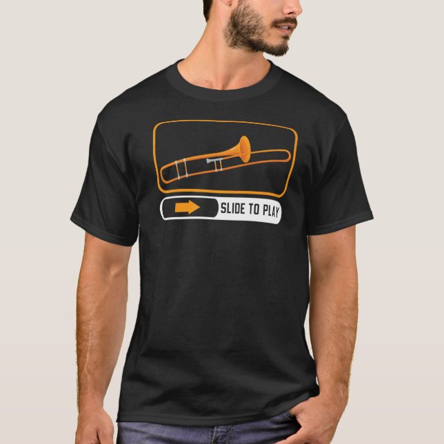 Camiseta Slide To Play Musical Instrument Musician Trombone (Frente)