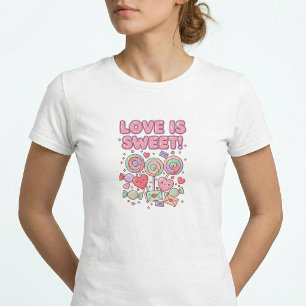 Camiseta Slim Fit Love Is Sweet Kawaii Pastel