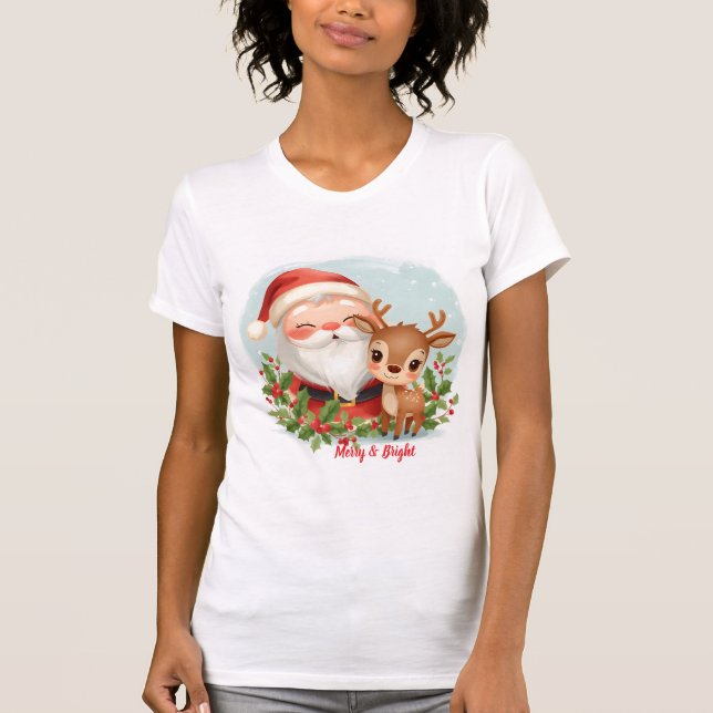 Camiseta Slim-fit women’s Christmas festival white T-shirt (Frente)