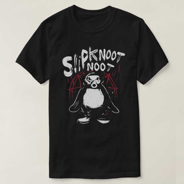 Camiseta Slipknoot no pinguim morte por pinguim metal gótic (Frente do Design)