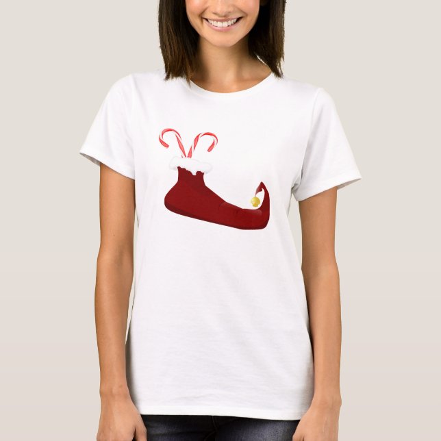 Camiseta Slipper Red Elf com Canas Doces (Frente)