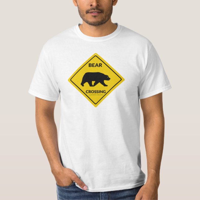 Camiseta SlipperyJoe, sinal de passagem do urso, silhueta d (Frente)