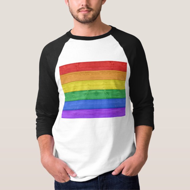 Camiseta SlipperyJoe's clássico arco-íris tátil feito à mão (Frente)