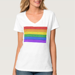 Camiseta SlipperyJoe's clássico arco-íris tátil feito à mão