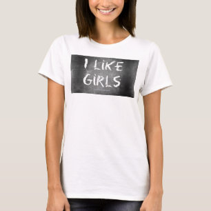 Camiseta SlipperyJoe's Eu Gosto de Meninas quadro-negro suj
