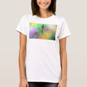 Camiseta SlipperyJoe's festivo tema Mardi Gras roxo verde