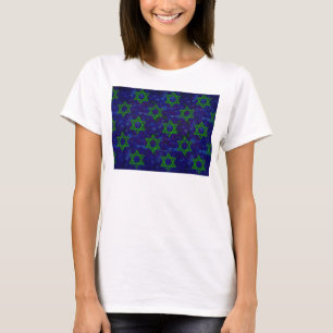 Camiseta SlipperyJoe's Hanukkah fileiras verdes Estrelas de