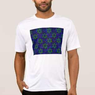 Camiseta SlipperyJoe's Hanukkah linhas verdes Estrelas de D