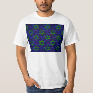Camiseta SlipperyJoe's Hanukkah linhas verdes Estrelas de D