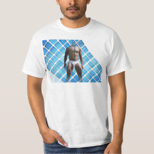 Camiseta SlipperyJoe's homem musculoso abdômen definido cue