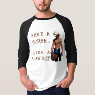 Camiseta SlipperyJoe's Salve a cavalo Ride A Cowboy hat mus