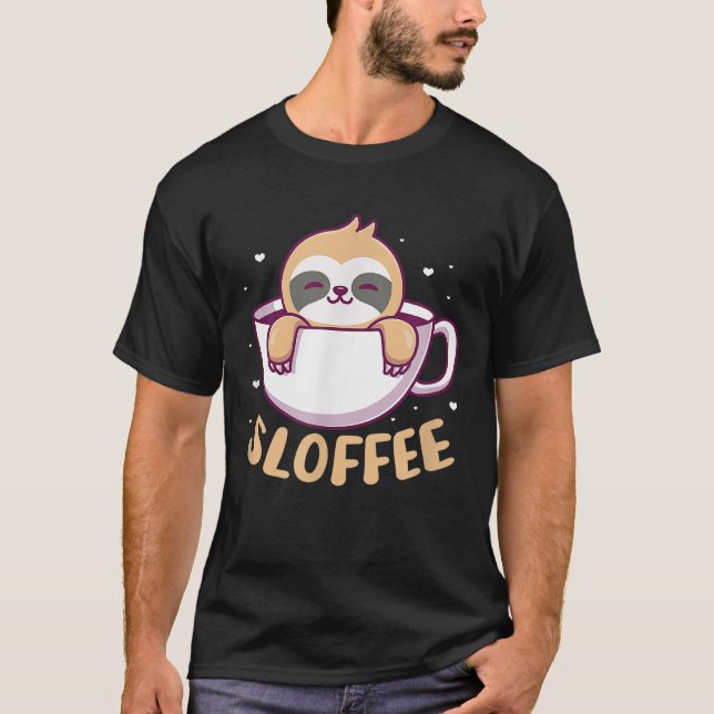 Camiseta Sloffe Sloth Coffee Kawaii (Frente)