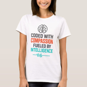 Camiseta Slogan AI - Codificado com Compaixão Alimentado