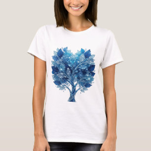 Camiseta Slogan Árvore de Gelo Azul Prata Atraente