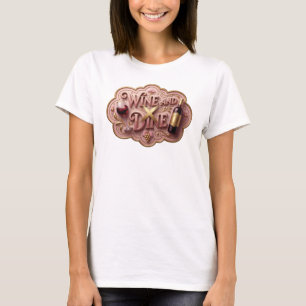 Camiseta Slogan Comilona de Vinho Dourado Divertid