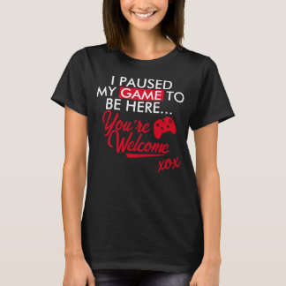 Camiseta Slogan da Garota do Jogador Vermelho Pausado