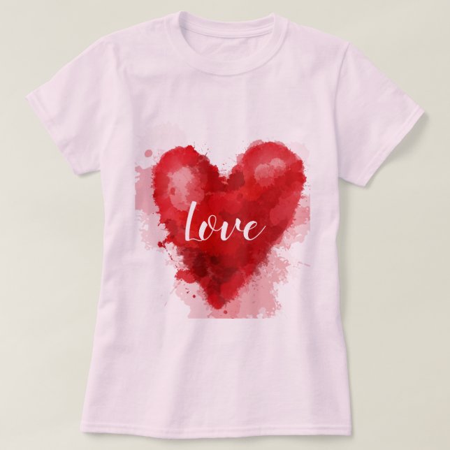Camiseta Slogan de amor namorados vermelho de aquarela (Frente do Design)