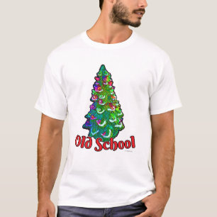 Camiseta Slogan de Árvore de Natal da Escola Antiga Engraça