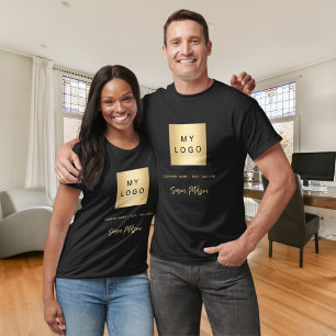 Camiseta Slogan de assinatura do logotipo comercial local d