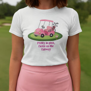 Camiseta Slogan de Carrinho de Golfe Rosa Bonito