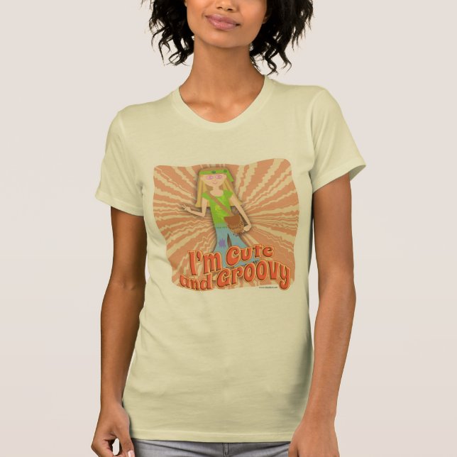 Camiseta Slogan de Cartoon de Rapariga Hippie Bonita (Frente)