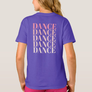 Camiseta Slogan de Dança Rosa e Roxo Dança Dança Dança