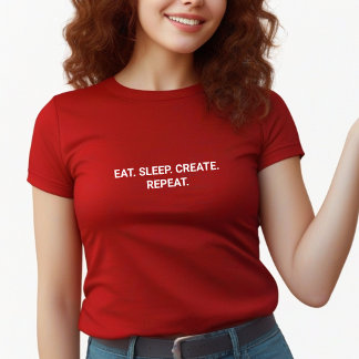 Camiseta Slogan de Repetição do Crio de Repouso na moda Red