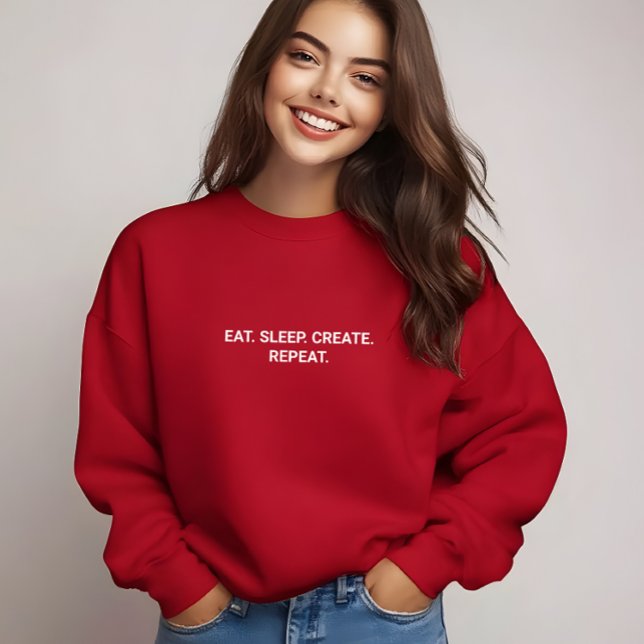 Camiseta Slogan de Repetição do Crio de Repouso na moda Red (Stylish Red Eat Sleep Create Repeat Slogan T-Shirt)