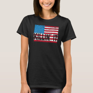 Camiseta Slogan de Ti EUA Bandeira Mulheres Altas Assassina