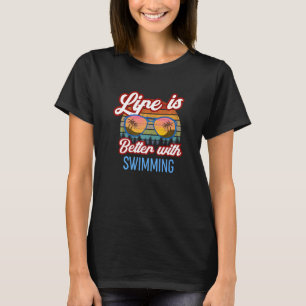 Camiseta Slogan do Pôr do Sol Retro com Natação
