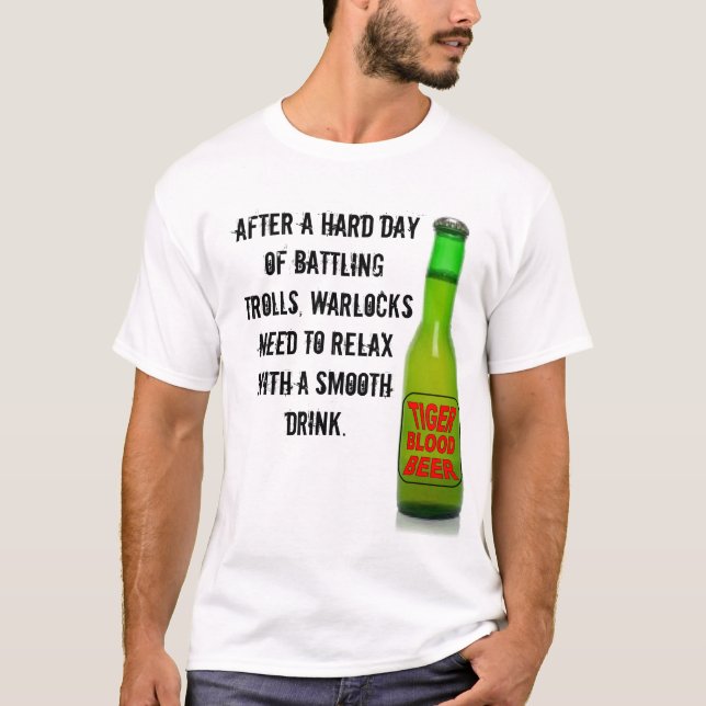 Camiseta Slogan engraçado da cerveja do sangue do tigre do (Frente)