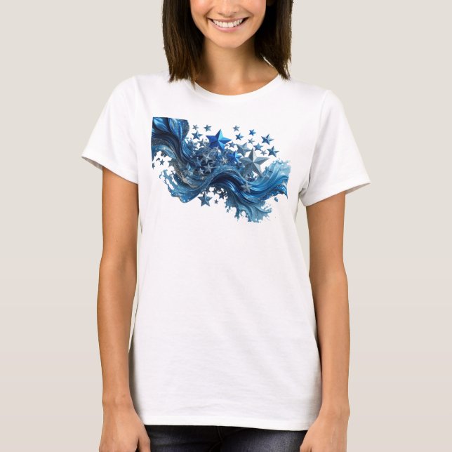 Camiseta Slogan Estrelas Azuis Icônicas (Frente)