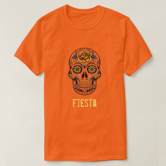Camiseta Slogan Fiesta - dia do crânio mexicano do Partido  (Frente do Design)