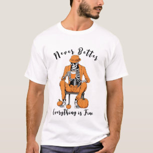Camiseta Slogan Halloween, Tee Morto Vivo, Esqueleto Spooky