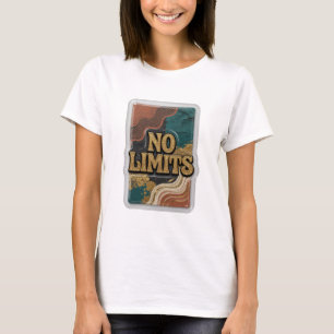 Camiseta Slogan NO LIMITS Dourado Divertido