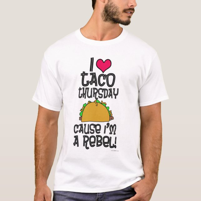 Camiseta Slogan oficial do Taco Quinta-feira comida engraça (Frente)