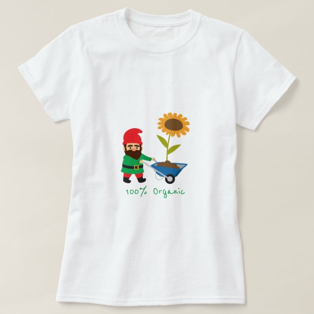 Camiseta Slogan orgânico de jardim com gnomo de jardim (Frente do Design)