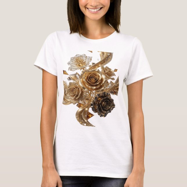 Camiseta slogan prata da moda ROSAS DOURADAS E DIA (Frente)