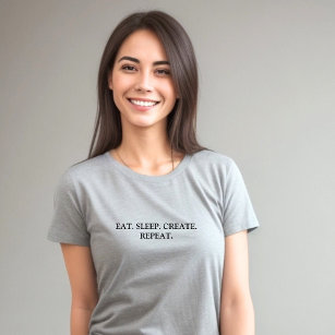 Camiseta Slogan Repetir Crio Eat Sleep da Cinza