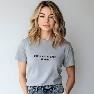 Camiseta Slogan Repetir Crio Eat Sleep da Cinza