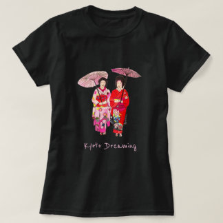 Camiseta Slogan sonhador de Quioto, giz japonês Geisha kimo