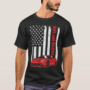 Camiseta Slot Car Racing USA American Flag Car Lover Drag