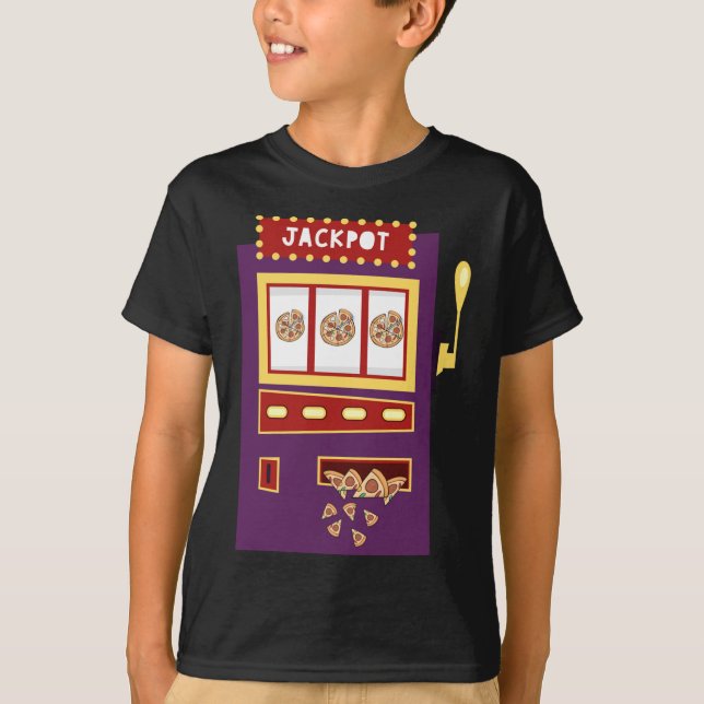 Camiseta Slot Machine Pizza Jackpot Engraçado Pizza De Jogo (Frente)