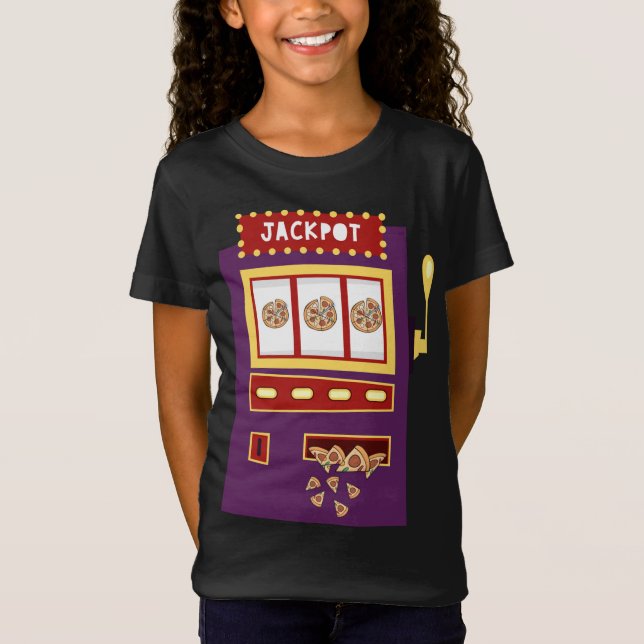 Camiseta Slot Machine Pizza Jackpot Engraçado Pizza De Jogo (Frente)