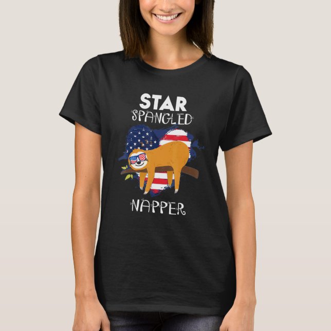 Camiseta Sloth 4 De Julho Star Spangler Napper (Frente)