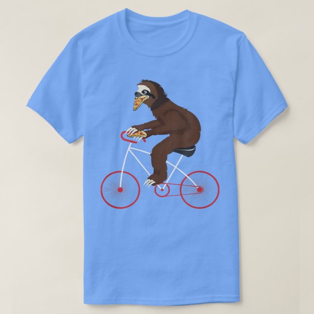 Camiseta Sloth Andando De Bicicleta Comendo Pizza Funny Ani (Frente do Design)