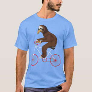 Camiseta Sloth Andando De Bicicleta Comendo Pizza Funny Ani